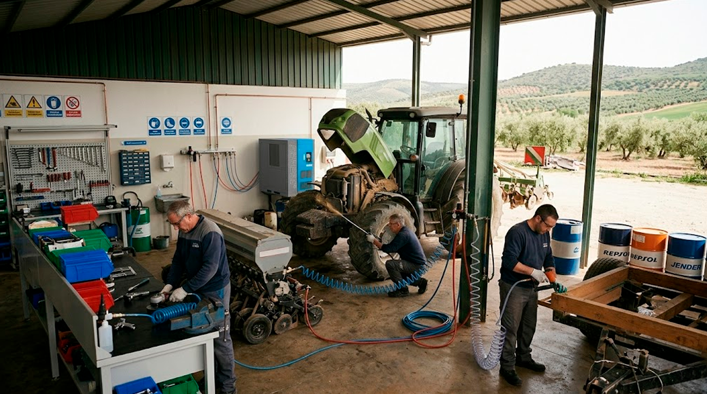 Agricultores usado aire comprimido para su trabajo