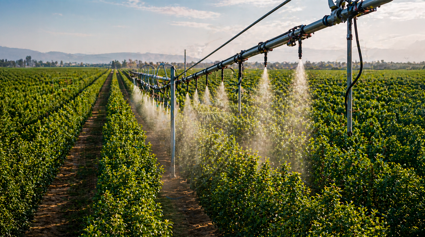 Uso de aire comprimido para un sistema de riego agrícola